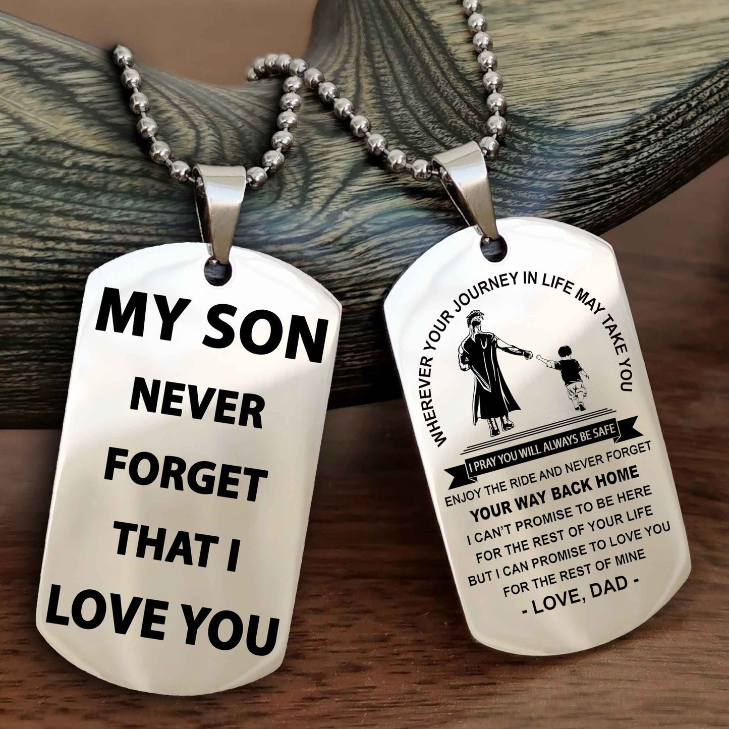 DRB Double Sided Dog Tag To My Son Never Forget That I Love You - Gift For Son Never Forget Your Way Back Home