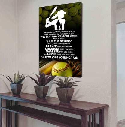 Baketball Poster Canvas Grandma To Granddaughter - Whisper Back I Am The Storm I Will Always Your No 1 Fan