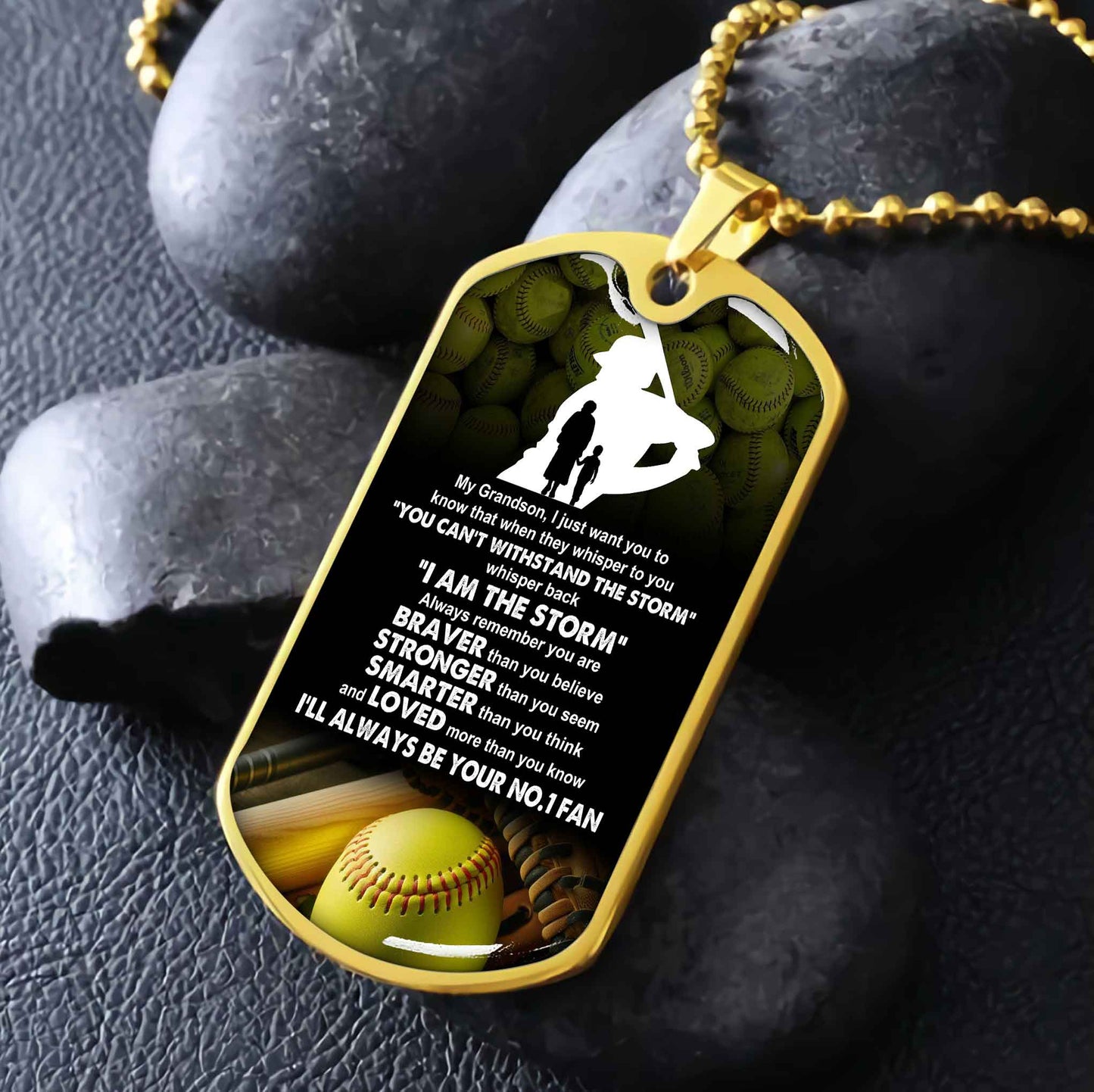 Sport Military Chain 18K Gold Plated Silver Plated To My Grandson From Grandma Motivation Message I Will Always Be Your No 1 Fan