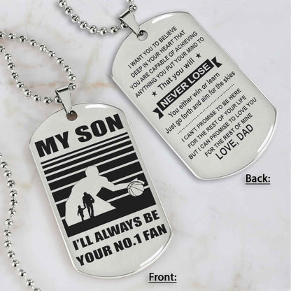 Sport Personalized Double Sided Dog Tag I Will Always Be Your No 1 Fan - You Will Never Lose Gift From Dad To Son