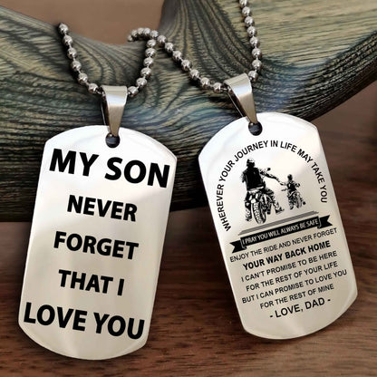 Samurai Double Sided Dog Tag To My Son Never Forget That I Love You - Gift For Son Never Forget Your Way Back Home