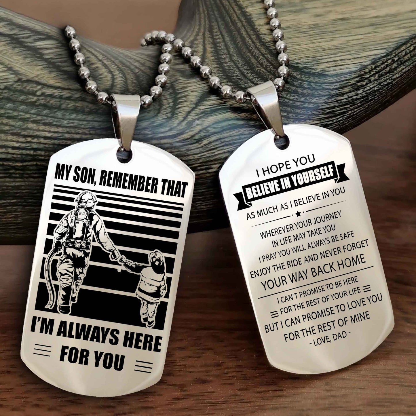 Biker Personalized Double Sided Dog Tag My Son Remember That I Will Always Here Never Forget Your Way Back Home