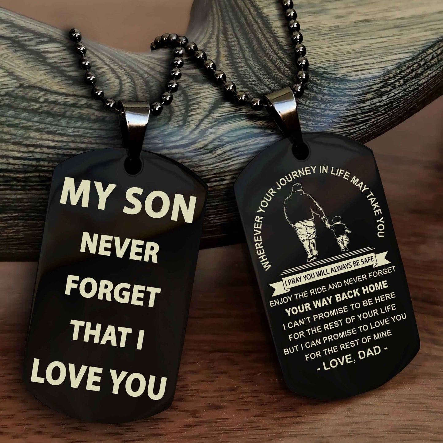 Samurai Double Sided Dog Tag To My Son Never Forget That I Love You - Gift For Son Never Forget Your Way Back Home