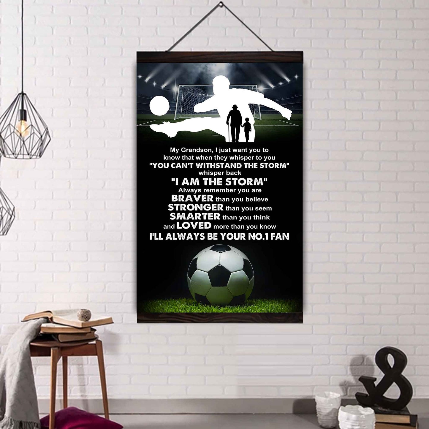 Tennis Poster Canvas Granpa To Grandson - Whisper Back I Am The Storm I Will Always Your No 1 Fan