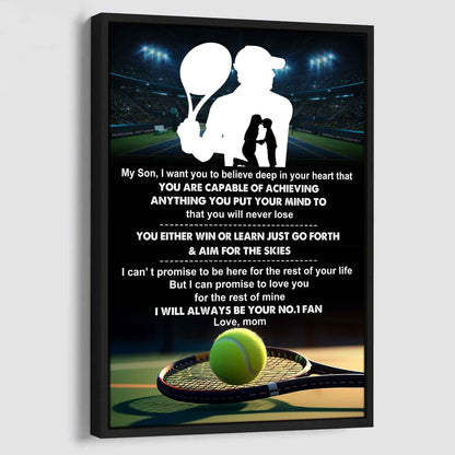 Baseball Poster Canvas Mom To Son - You Will Never Lose You Either Win Or Learn I Will Always Your No 1 Fan