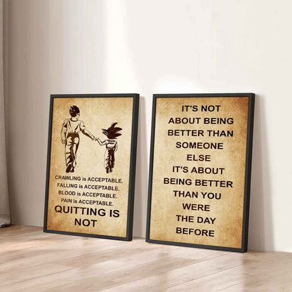 Combo 2 DRB Poster Canvas Quitting Is Not - It's Not About Being Better Than Someone Else It's About Being Better Than You Were The Day Before