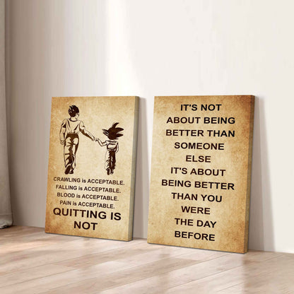 Combo 2 DRB Poster Canvas Quitting Is Not - It's Not About Being Better Than Someone Else It's About Being Better Than You Were The Day Before