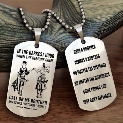 Viking Customizable engraved dog tag double sided gift from brother Once A Brother Always A Brother