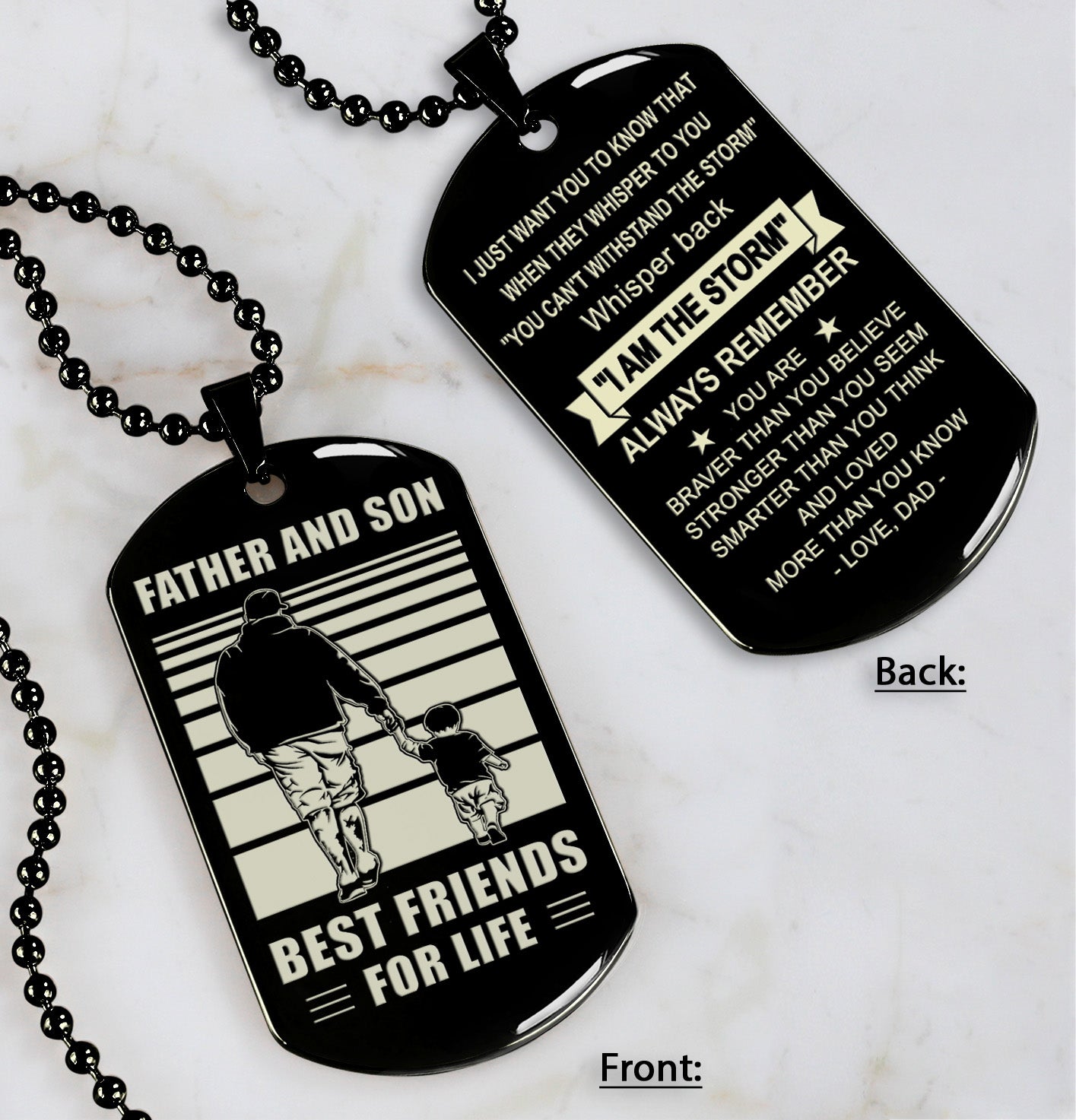 NVL Personalized Double Sided Dog Tag Father And Son Best Friends For Life - Message on the back side