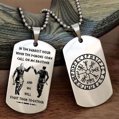 Viking customizable engraved black dog tag double sided gift from brother, brother forevers
