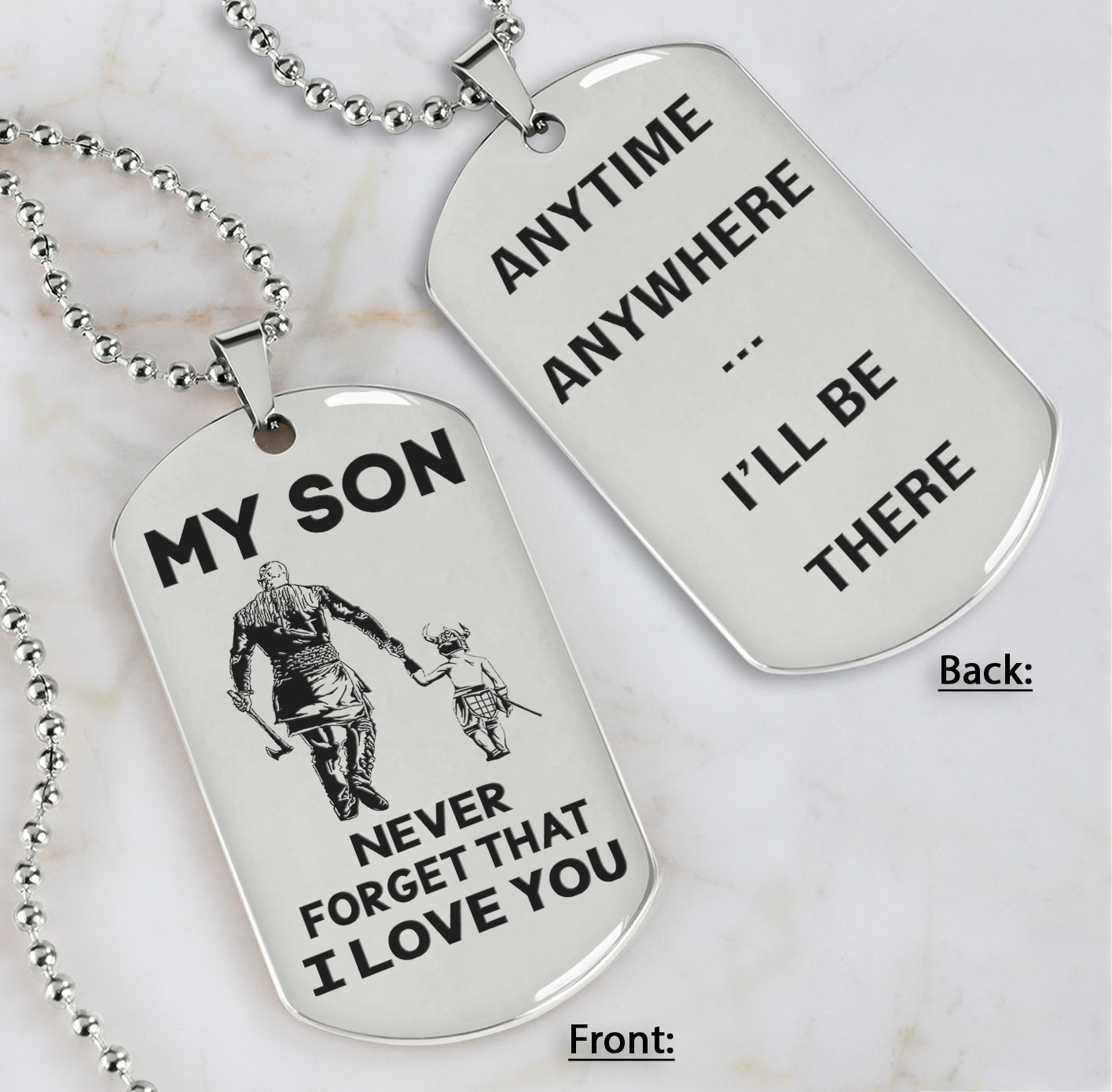 DRB Personalized Double Sided Dog Tag To My Son Never Forget That I Love You - Anytime Anywhere I Will Be There