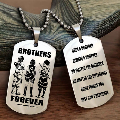 Samurai customizable engraved dog tag double sided gift from brother - Brother Forever Once A Brother Always A Brother