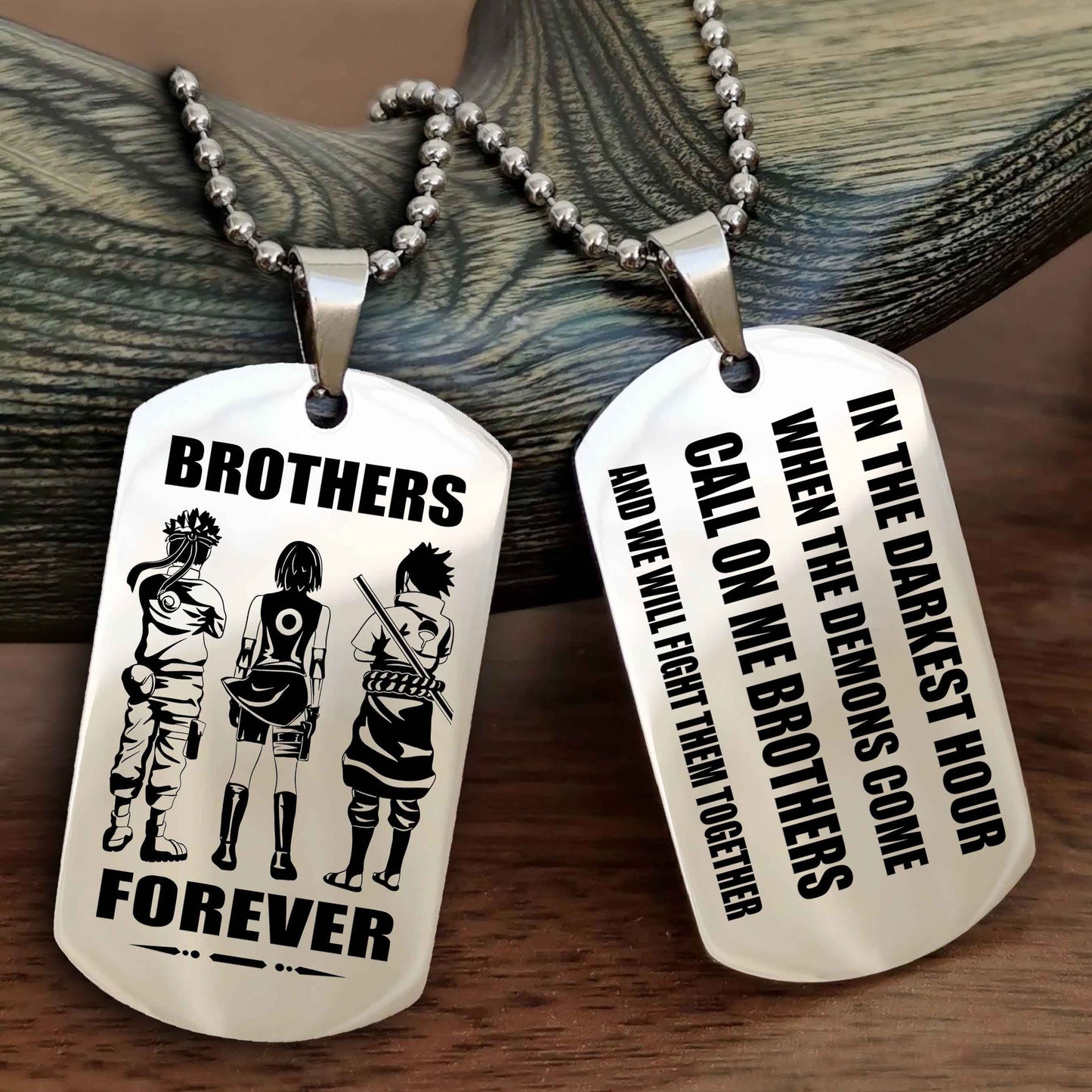 Customizable Engraved Double Sided Dog Tag Call On Me Brother NAG Brothers Forever We Will Fight Them Together