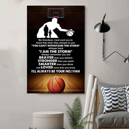 Baseball Poster Canvas Grandma To Grandson - Whisper Back I Am The Storm I Will Always Your No 1 Fan
