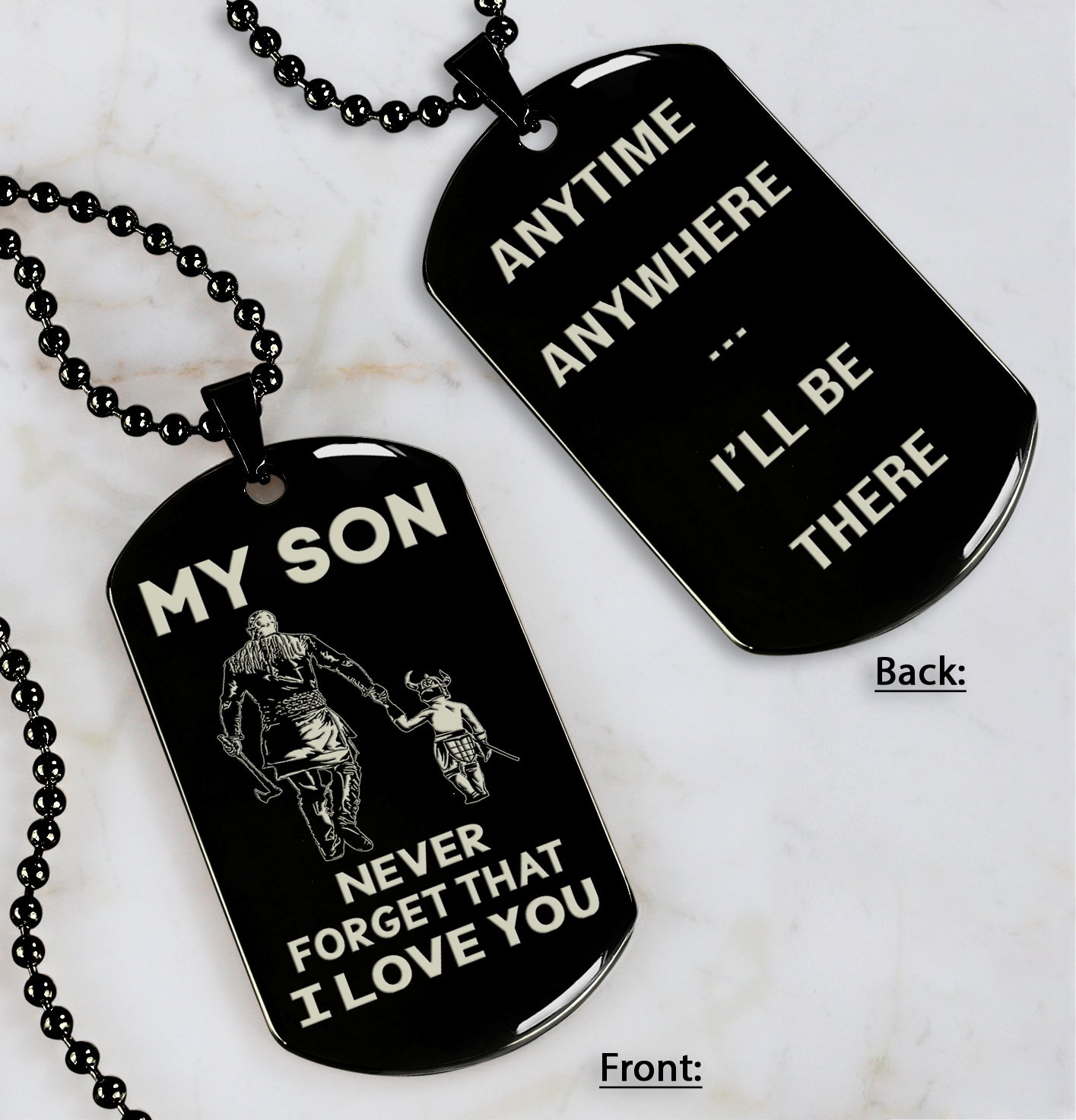 DRB Personalized Double Sided Dog Tag To My Son Never Forget That I Love You - Anytime Anywhere I Will Be There