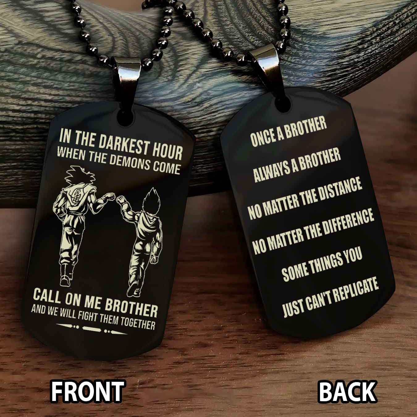 Customizable engraved dog tag double sided gift from brother Once A Brother Always A Brother
