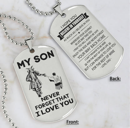 DRB Personalized Double Sided Dog Tag To My Son Never Forget That I Love You - Never Forget Your Way Back Home