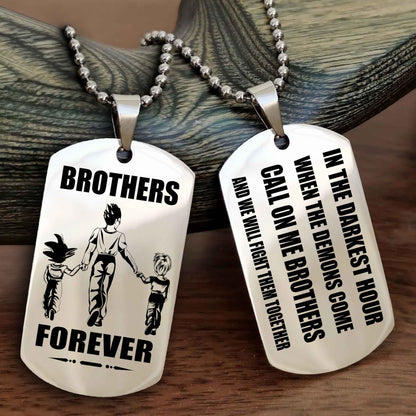 Biker Engraved Double Sided Dog Tag Call On Me Brother NAG Brothers Forever We Will Fight Them Together