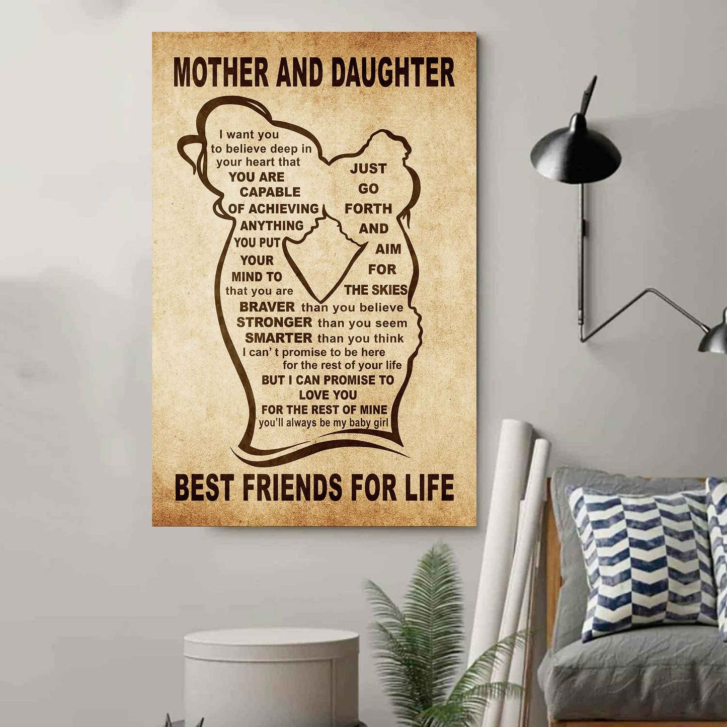 Personalized Family Poster Canvas Mother And Daughter Best Friend For Life Gift From Mom Gift For Your Daughter With Motivational Message