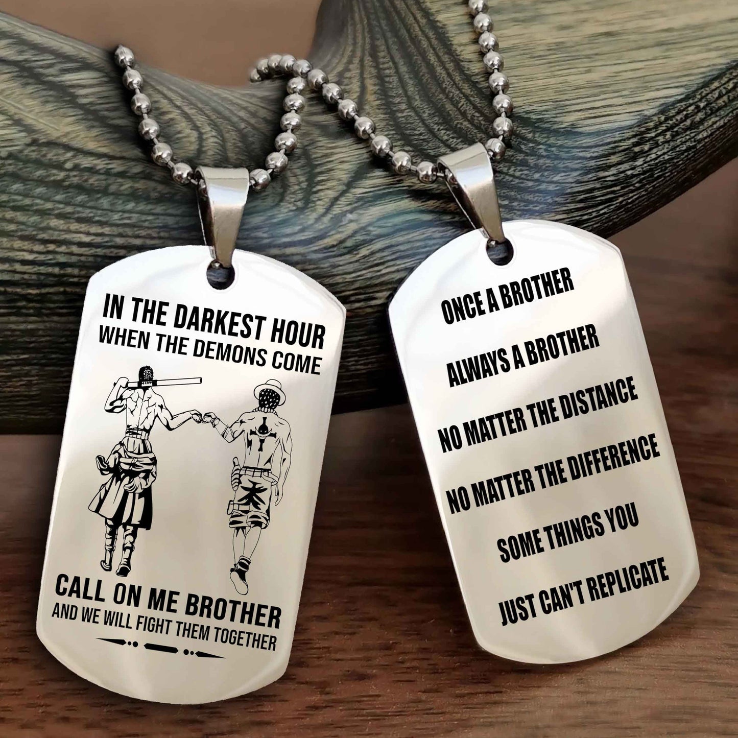 Customizable engraved dog tag double sided gift from brother Once A Brother Always A Brother