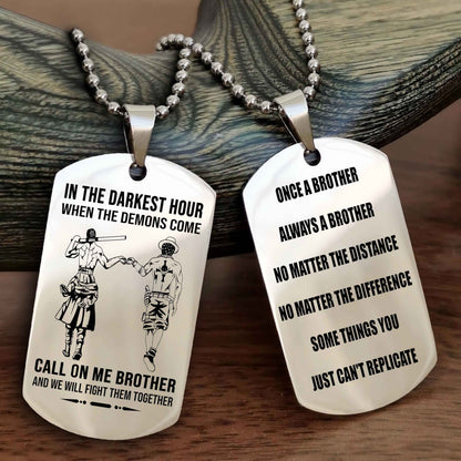 Customizable engraved dog tag double sided gift from brother Once A Brother Always A Brother