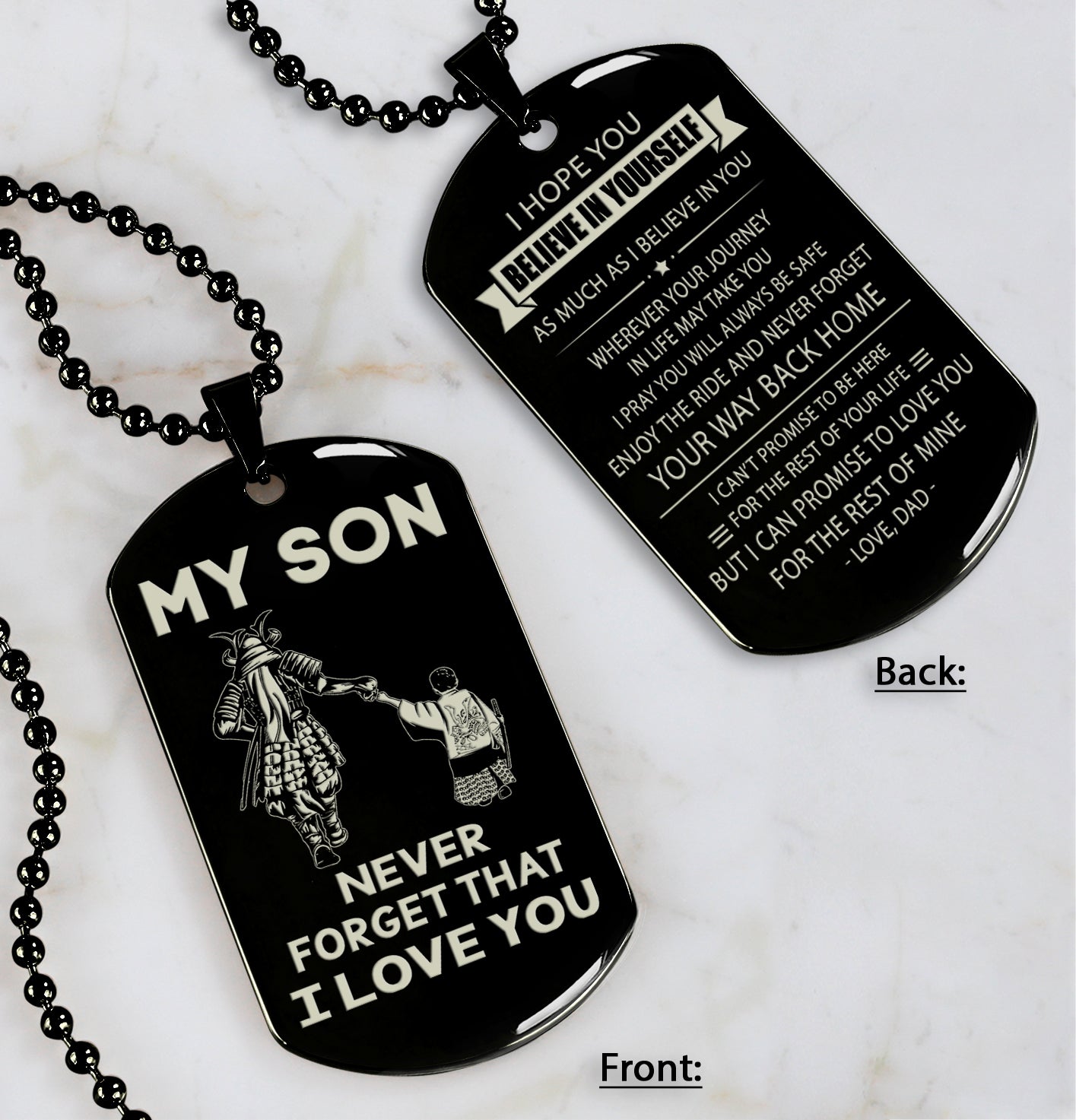 DRB Personalized Double Sided Dog Tag To My Son Never Forget That I Love You - Never Forget Your Way Back Home