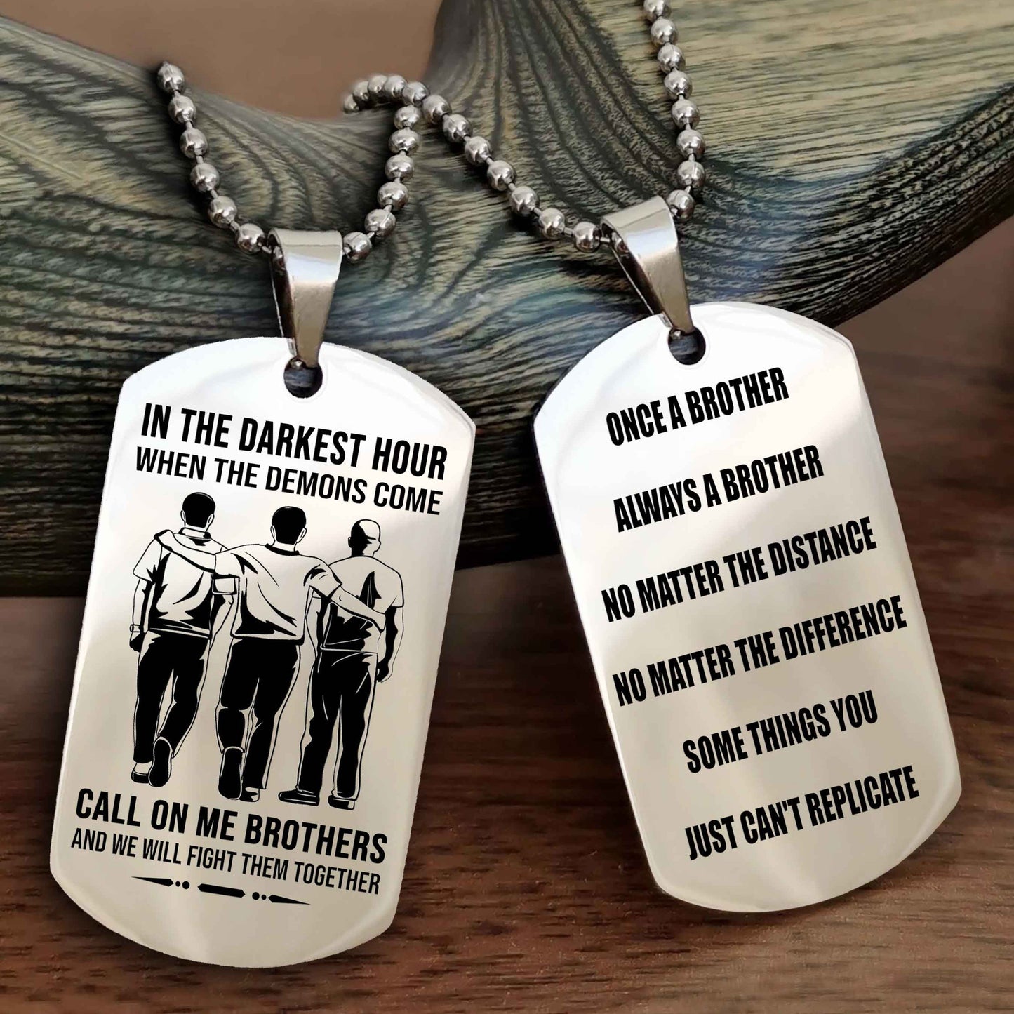 Viking Customizable engraved dog tag double sided gift from brother Once A Brother Always A Brother