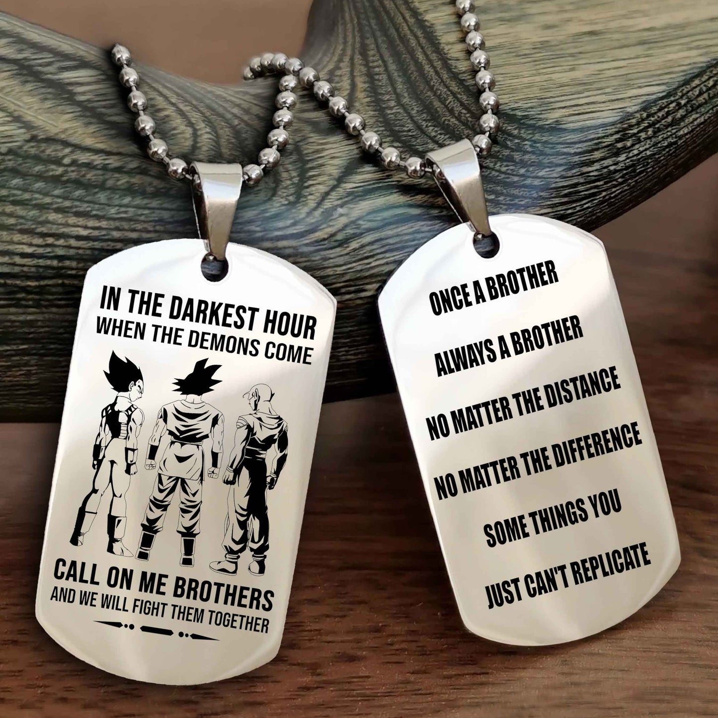 Samurai customizable engraved dog tag double sided gift from brother Once A Brother Always A Brother
