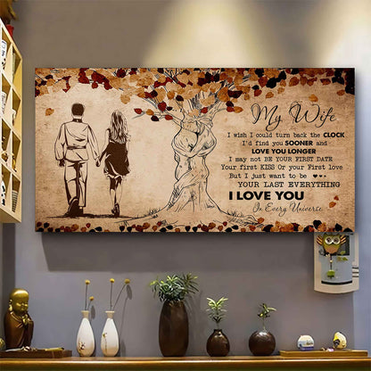 American Football Poster Canvas To My Wife I Wish I Could Turn Back The Clock - I Love You In Every Universe