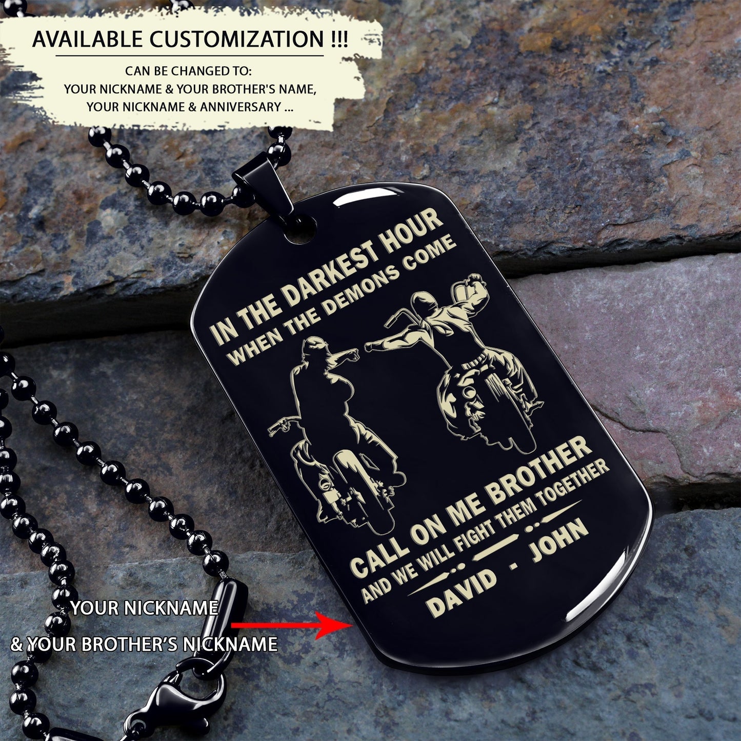 Personalized One Sided Dog Tag Call On Me Brother And We Will Fight Them Together Gift For Your Brother Your Cousins