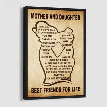 Personalized Family Poster Canvas Mother And Daughter Best Friend For Life Gift From Mom Gift For Your Daughter With Motivational Message