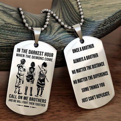 OP Customizable engraved dog tag double sided gift from brother Once A Brother Always A Brother
