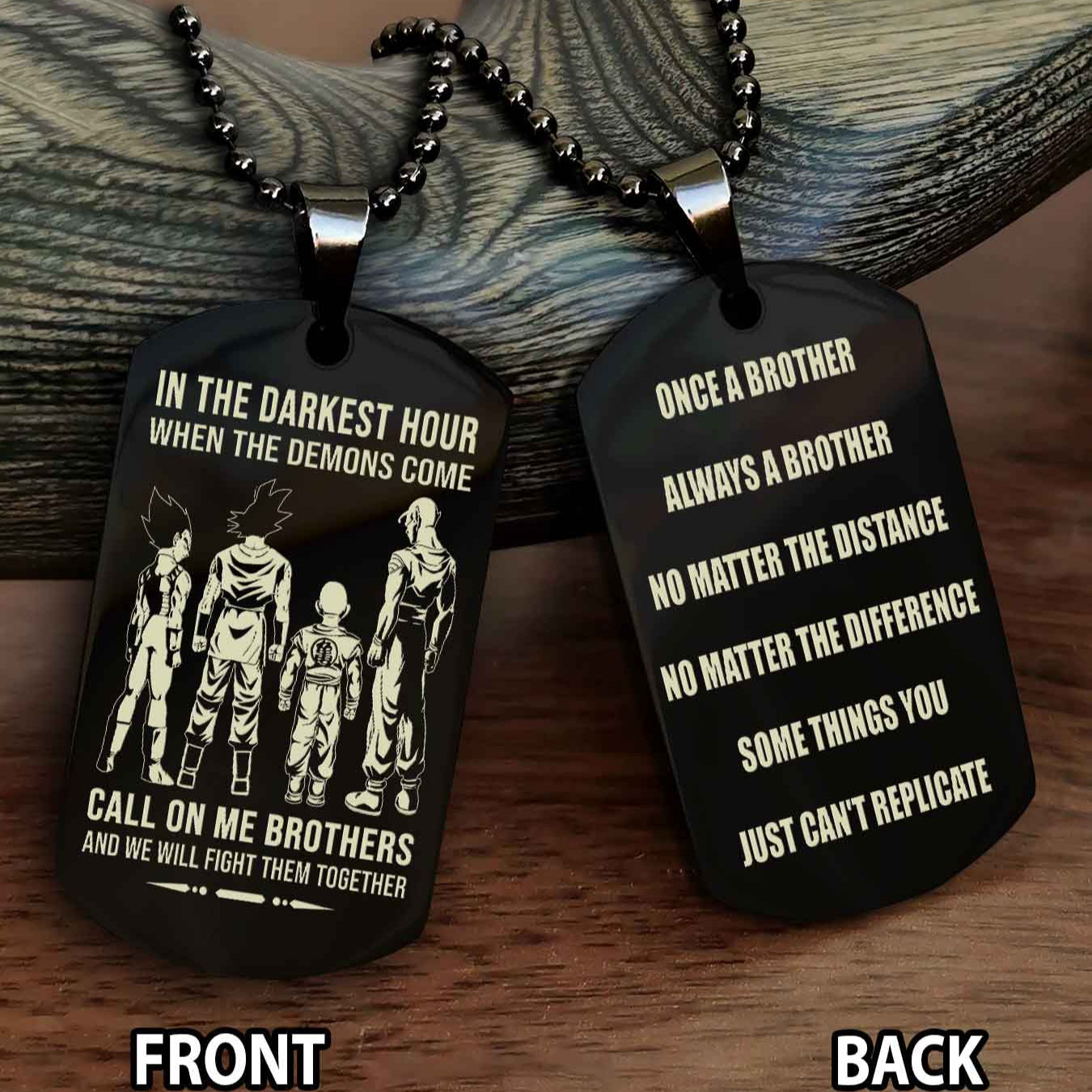 Customizable engraved dog tag double sided gift from brother Once A Brother Always A Brother