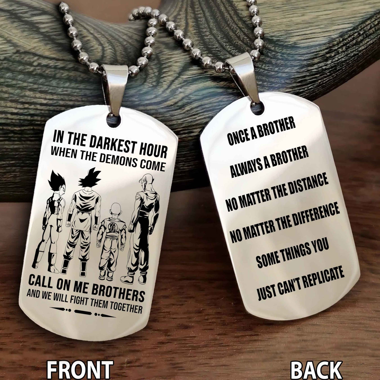Customizable engraved dog tag double sided gift from brother Once A Brother Always A Brother