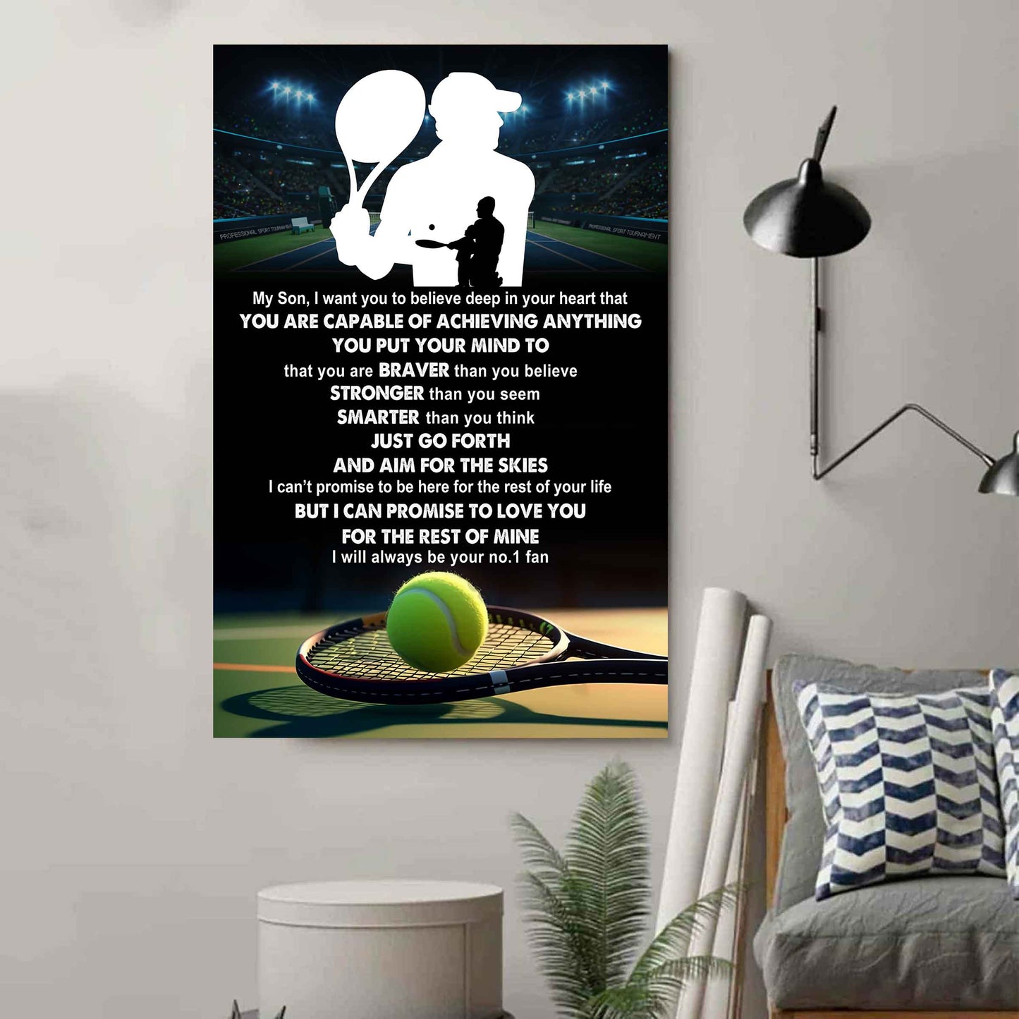 Sport Poster Canvas Dad To Son - That You Are Braver Than You Believe You Are Capable Of I Will Always Your No 1 Fan