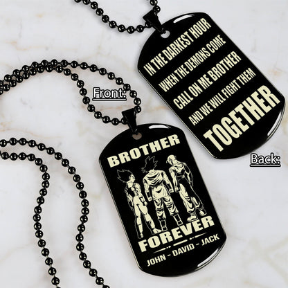 Customizable engraved black dog tag double sided gift from brother, brother forever
