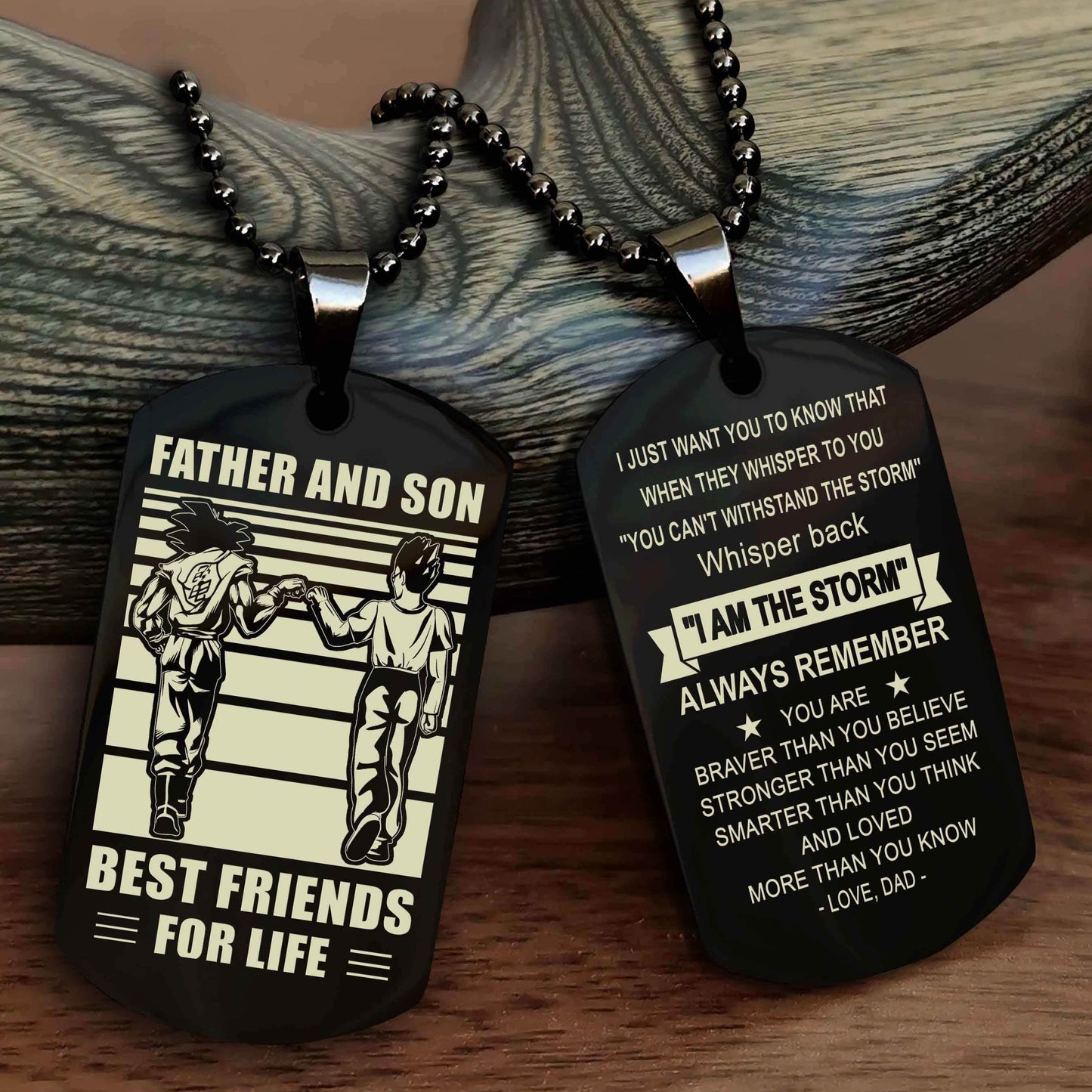 Cowboy Personalized Double Sided Dog Tag To My Son I Love You - Whisper Back I'm The Storm