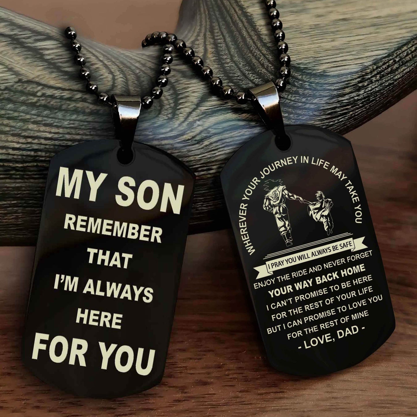 Samurai Double Sided Dog Tag My Son Remember That I'm Always Here For You - Enjoy The Ride And Never Forget Your Way Back Home