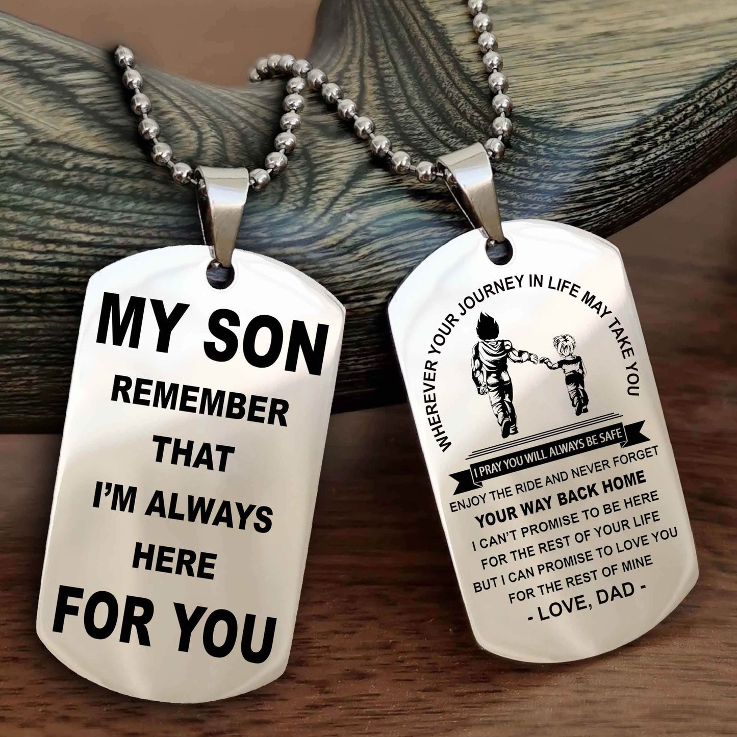 Samurai Double Sided Dog Tag My Son Remember That I'm Always Here For You - Enjoy The Ride And Never Forget Your Way Back Home