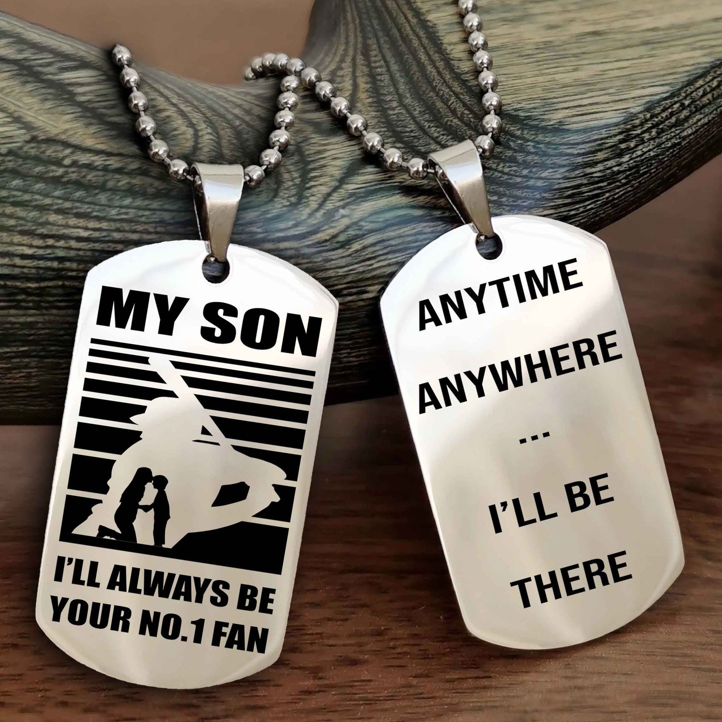 Sport Personalized Double Sided Dog Tag I Will Always Be Your No 1 Fan - Anytime Anywhere I Will Be There