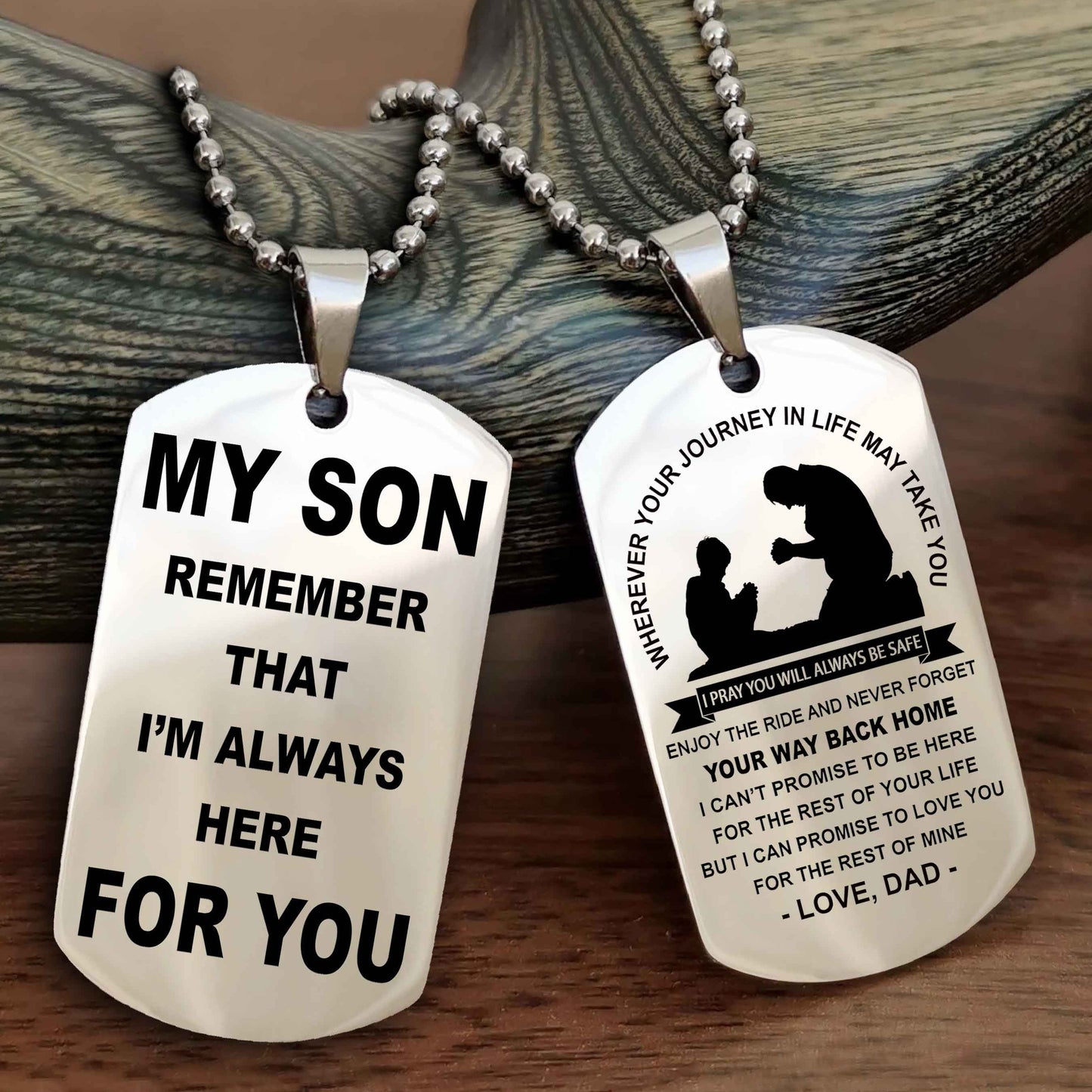 Samurai Double Sided Dog Tag My Son Remember That I'm Always Here For You - Enjoy The Ride And Never Forget Your Way Back Home