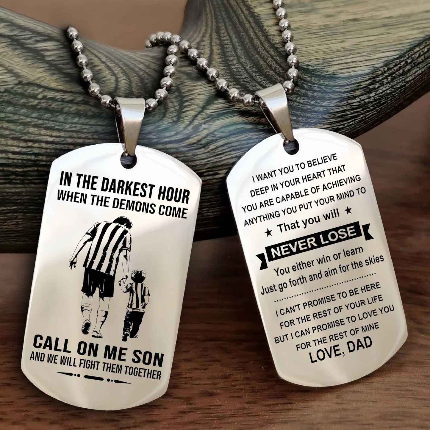 DRB Double Sided Dog Tag Call On Me Son - Gift For Son From Dad You Will Never Lose You Either Win Or Learn