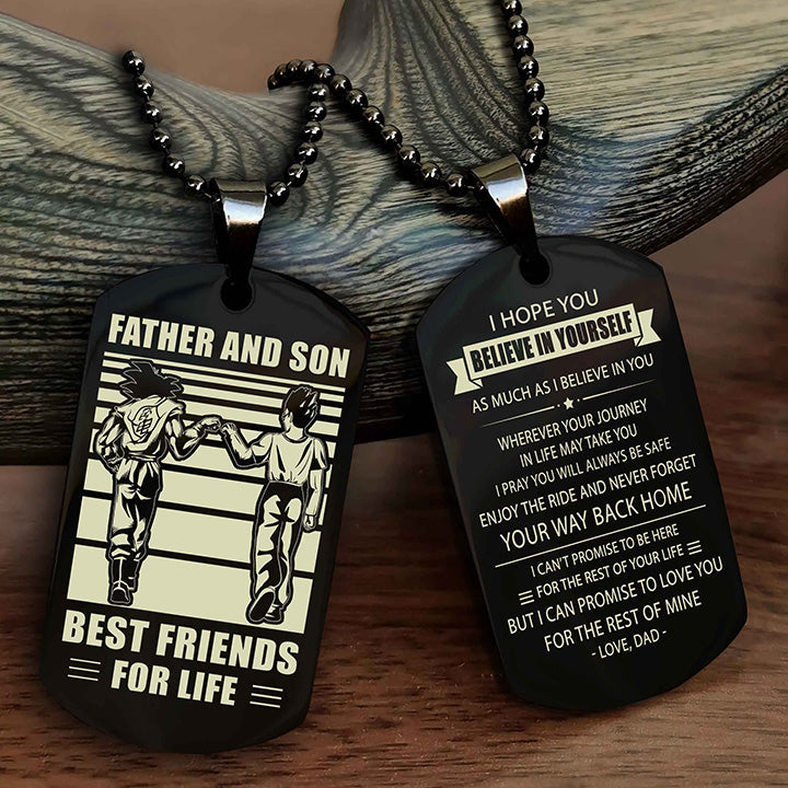 Viking Personalized Double Sided Dog Tag Black To My Son I Love You - Enjoy The Ride And Never Forget Your Way Back Home From