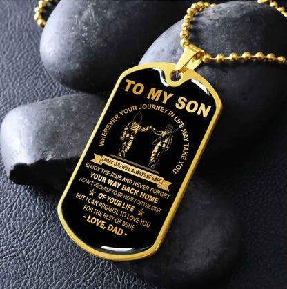 DRB Military Chain 18K Gold Plated Silver Plated To My Son Never Forget Your Way Back Home