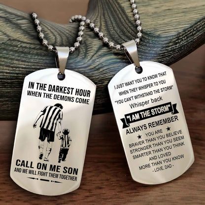 DRB Double Sided Dog Tag Call On Me Son - Gift For Son From Dad Whisper Back I'm The Storm