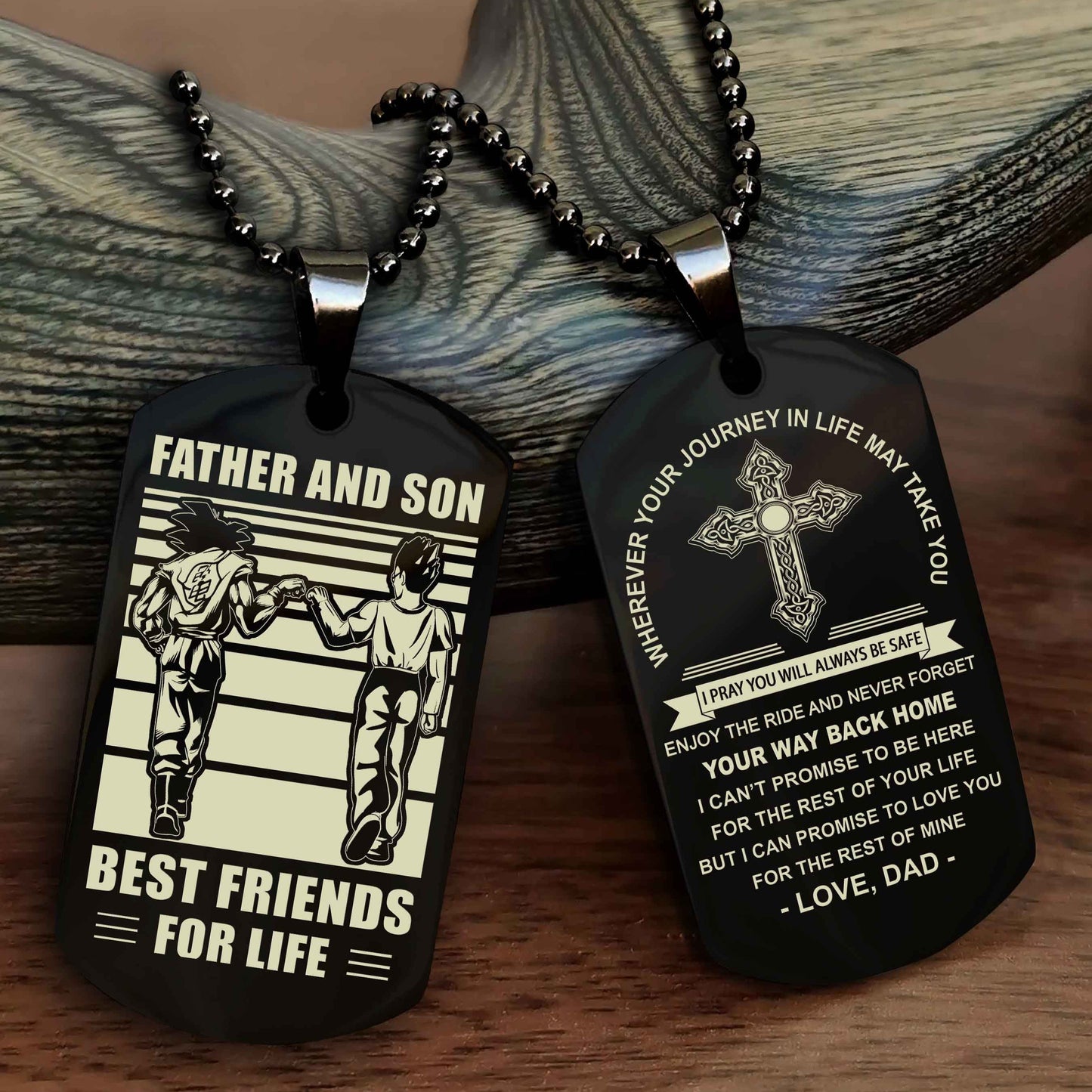 Samurai Cross Double Sided Dog Tag Father And Son Best Friend For Life - Gift For Son Never Forget Your Way Back Home