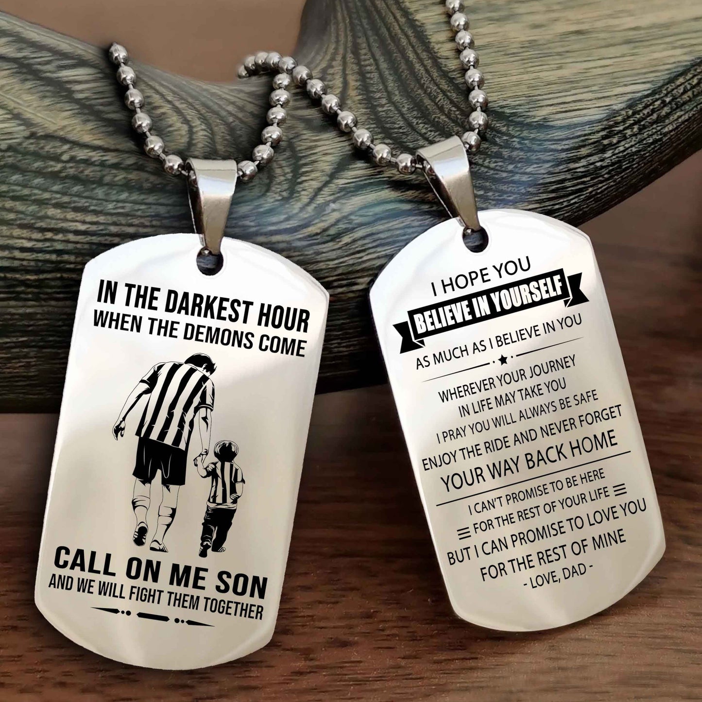 DRB Double Sided Dog Tag Call On Me Son - Gift For Son From Dad Never Forget Your Way Back Home