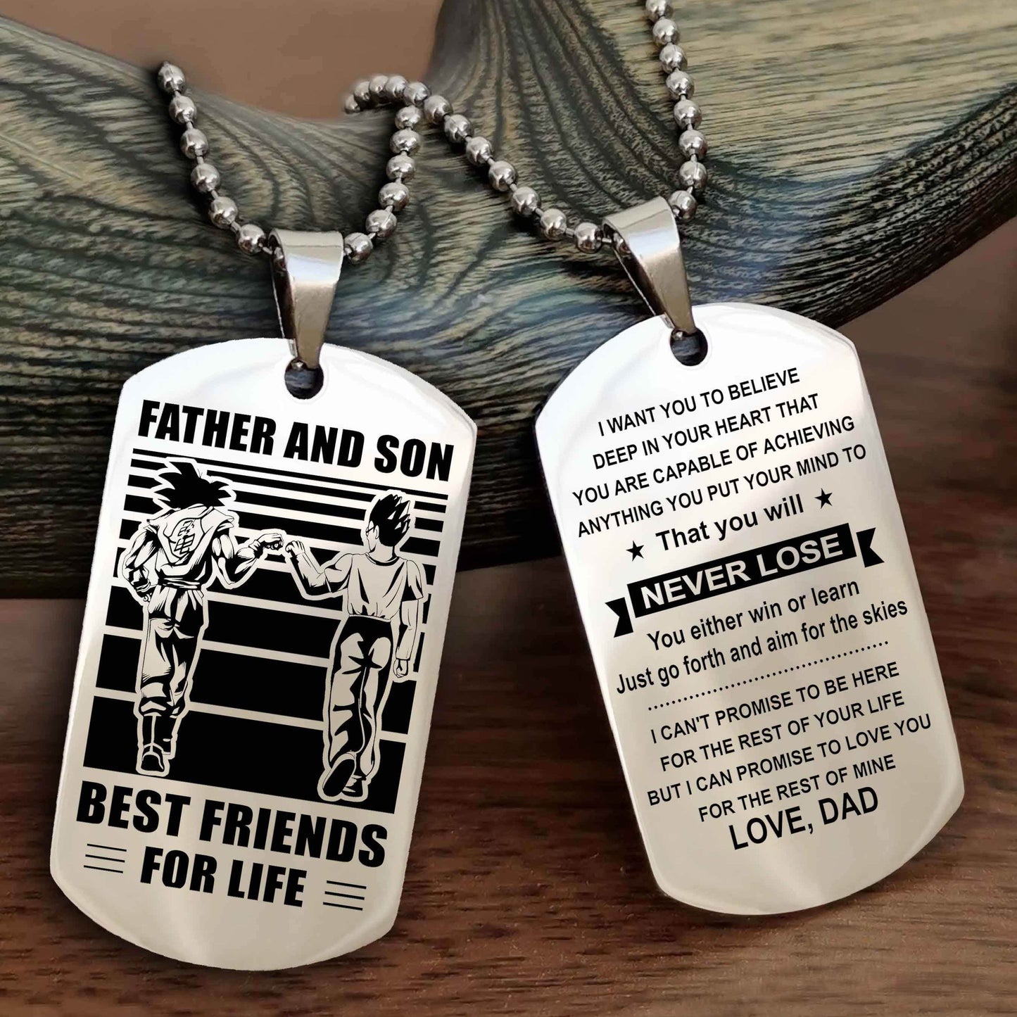Samurai Personalized Double Sided Dog Tag Silver To My Son I Love You - You Will Never Lose You Either Win Or Learn From Dad To Son