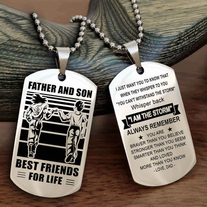 Samurai Personalized Double Sided Dog Tag Silver To My Son I Love You - Whisper Back I'm The Storm