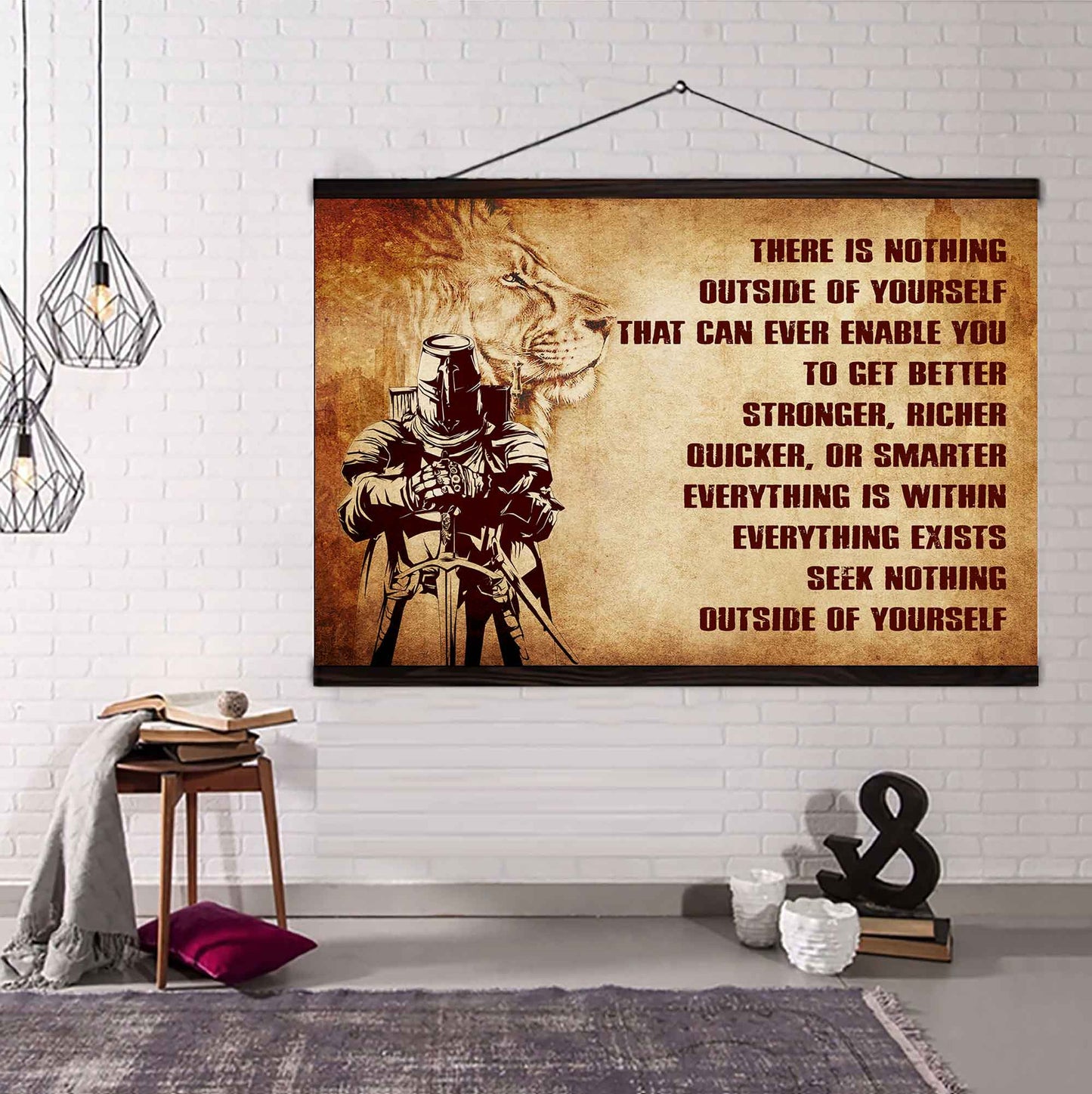 Samurai Poster Canvas There Is Nothing Outside Of Yourself Best Gift With Motivation Quotes